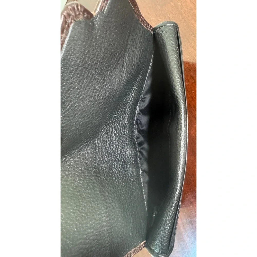 Brighton‎ Gwynevere Wallet Clutch Crossbody Black Brown Croc Embossed Leather